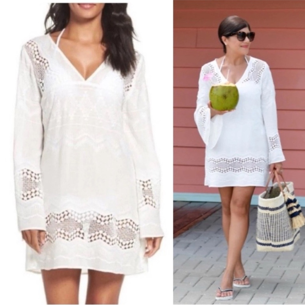 La Blanca White Crochet Swim Coverup